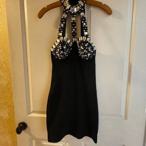 Sexy  Pearl/Gem Little Black Dress